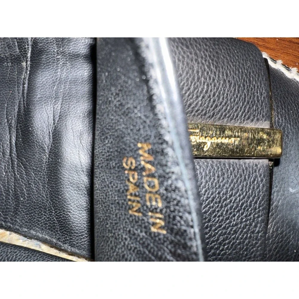 Ferragamo Black Sannio Leather Bow Espadrilles Size 8 - Picture 7 of 8